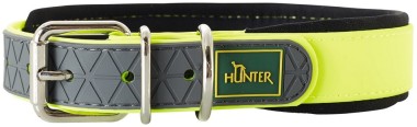 hunter ошейник для собак convenience comfort 55 (42-50 см)/2,5 см биотановый мягкая горловина желтый неон