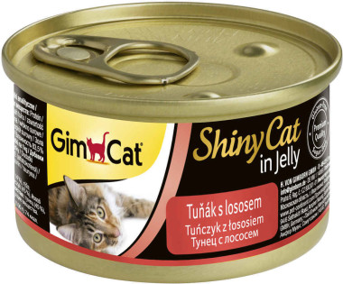 gimcat shinycat консервы для кошек из тунца с лососем 70 г