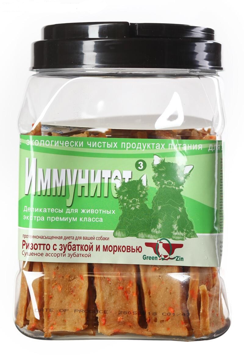 лакомство для собак "green qzin иммунитет 3" (грин кьюзин) сушеная зубатка с морковью