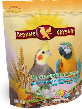 корм для средних попугаев "верные друзья" основной рацион