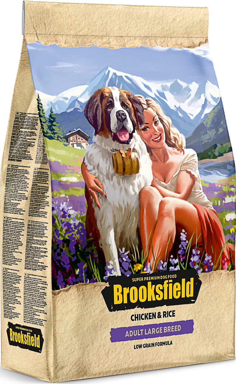 сухой корм для собак крупных пород "brooksfield lardge breeds" (бруксфилд) с курицей и рисом
