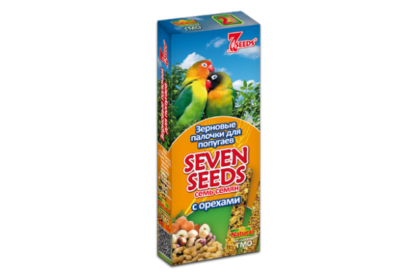 лакомство для попугаев "seven seeds" (7 семян) палочки с орехами 3шт.