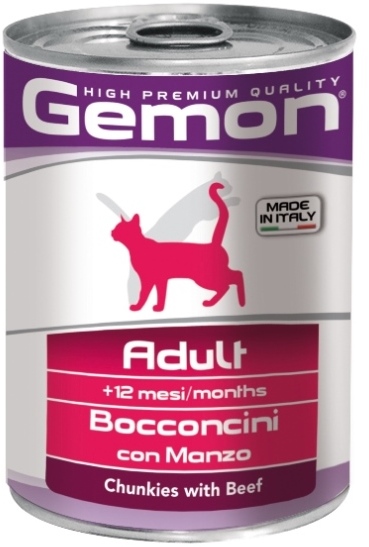 консервы для кошек "gemon cat" (джимон) кусочки говядины