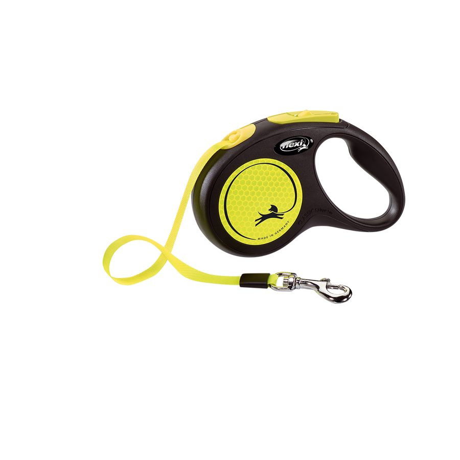 рулетка для животных "flexi neon new s" (флекси) 5 м до 15 кг (трос), светоотражающая, желтый неон