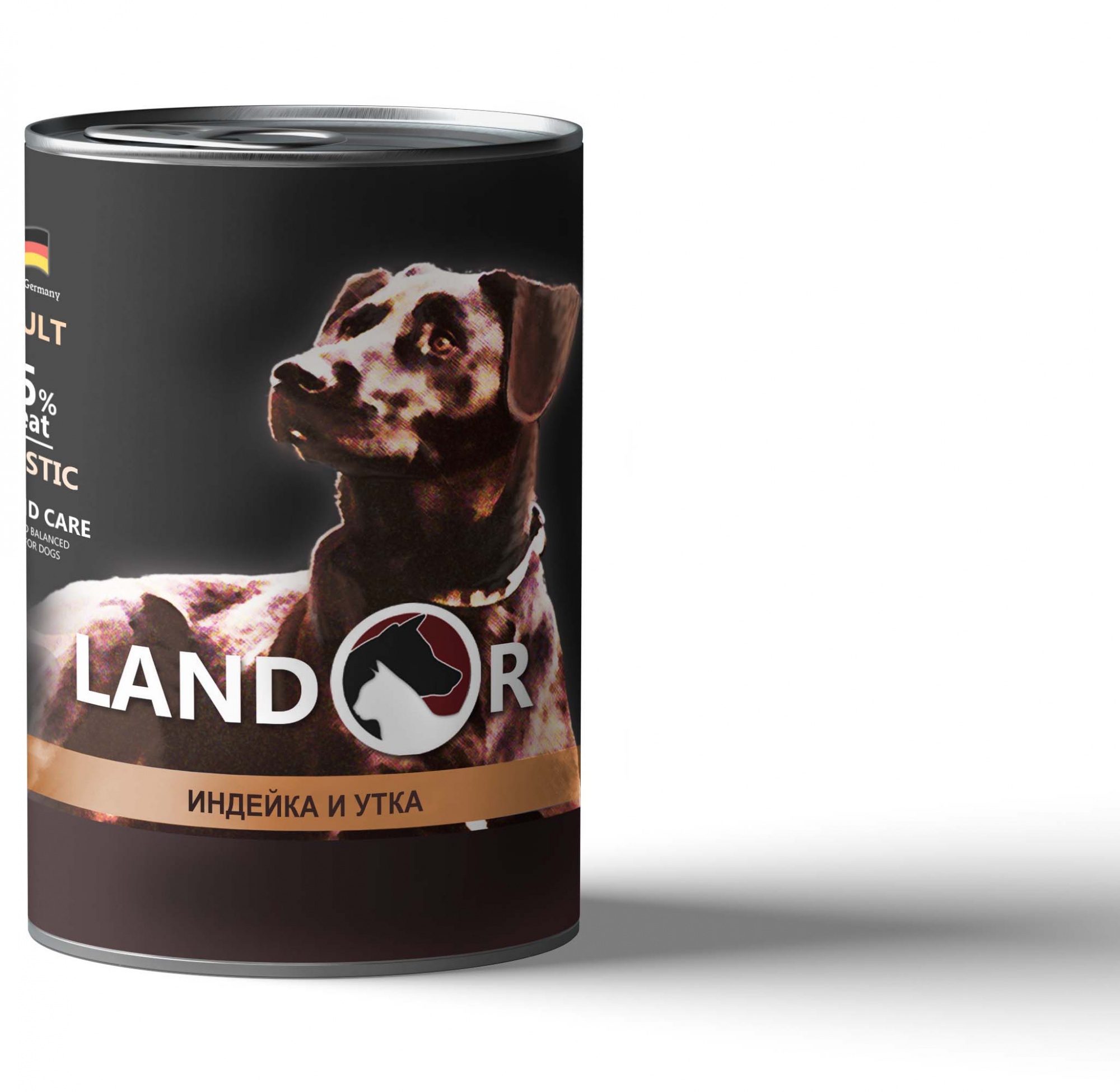 консервы для взрослых собак всех пород "landor" (ландор) индейка с уткой