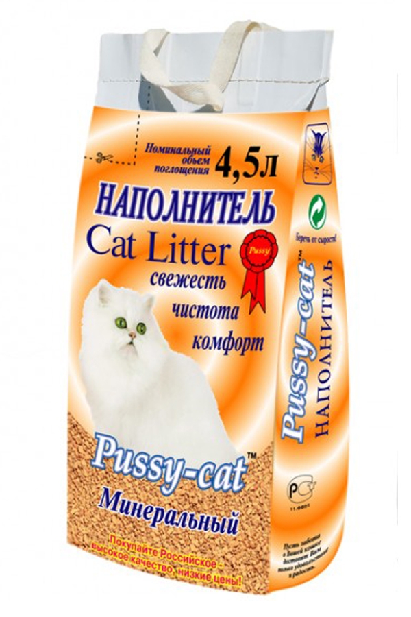 наполнитель для кошачьего туалета "pussy cat" (пусси кэт), минеральный