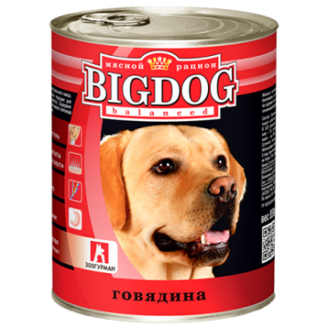 консервы для собак "big dog" (биг дог) с говядиной тм зоогурман