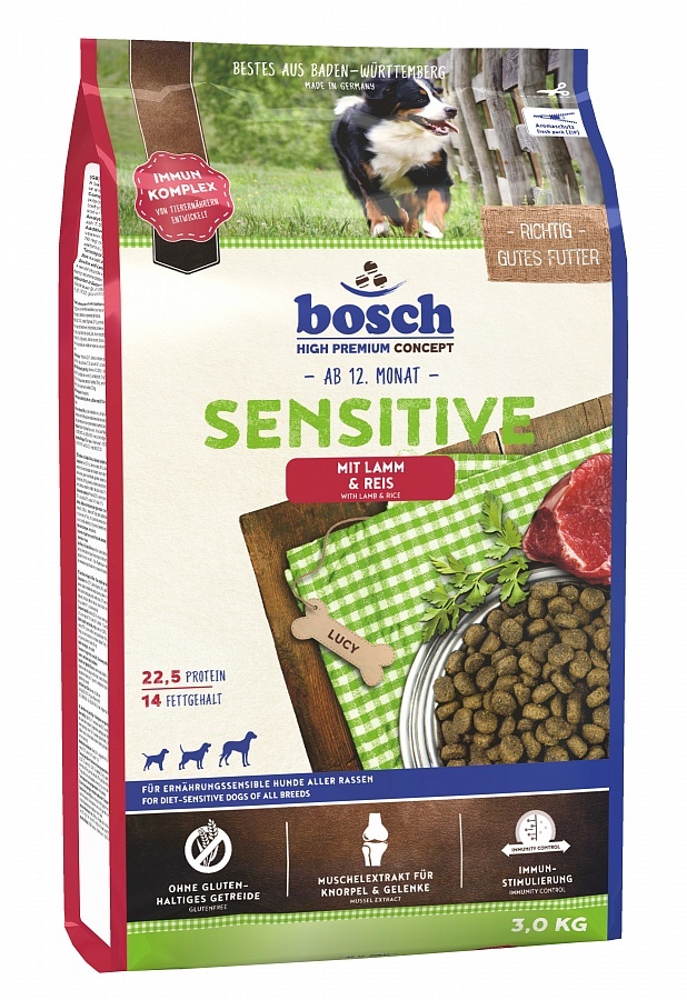 сухой корм bosch sensitive lamb&rice для собак с чувствительным пищеварением
