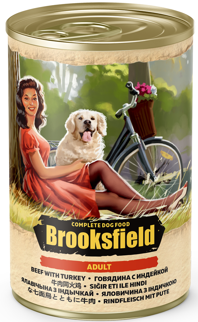 консервы для собак "brooksfield" (бруксфилд) с говядиной и индейкой