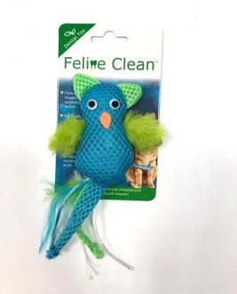 feline clean игрушка для кошек dental сова, хвост с перьями
