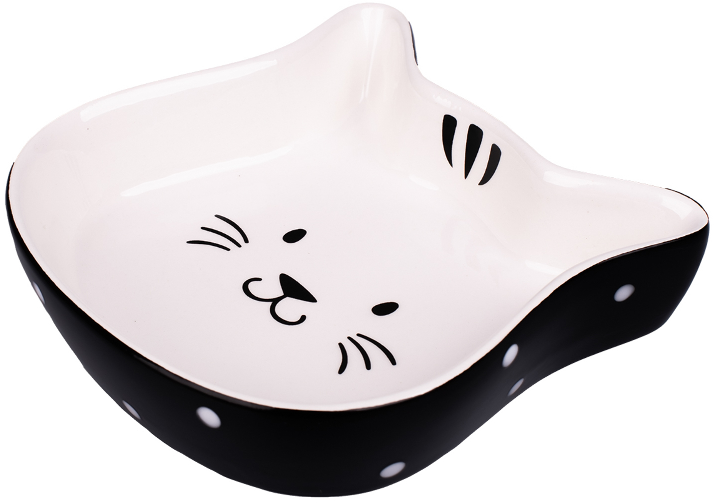 миска керамическая для кошек "mr.kranch" мордочка кошки, 200 мл (черный с белым)