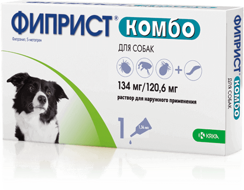 капли для собак 10-20 кг "фиприст комбо" инсектоакарицидные, 1 пипетка по 1,34 мл