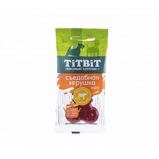лакомство для собак "titbit mini" (титбит мини) съедобная игрушка, косточка с телятиной