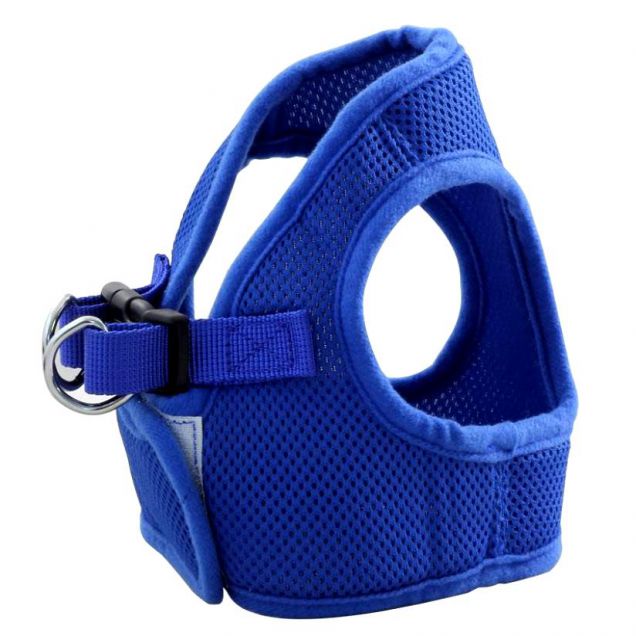 triol hl02m мягкая шлейка-жилетка с поводком 1,5-120см, нейлон, синяя, обхват груди 40см