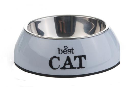 beeztees 650400 best cat миска 2в1 для кошек серая 160мл*14,5*4,5см