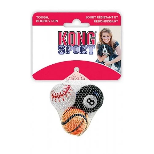 kong игрушка для собак air sport "теннисный мяч" очень маленький (в упаковке 3 шт.) 4 см без пищалки