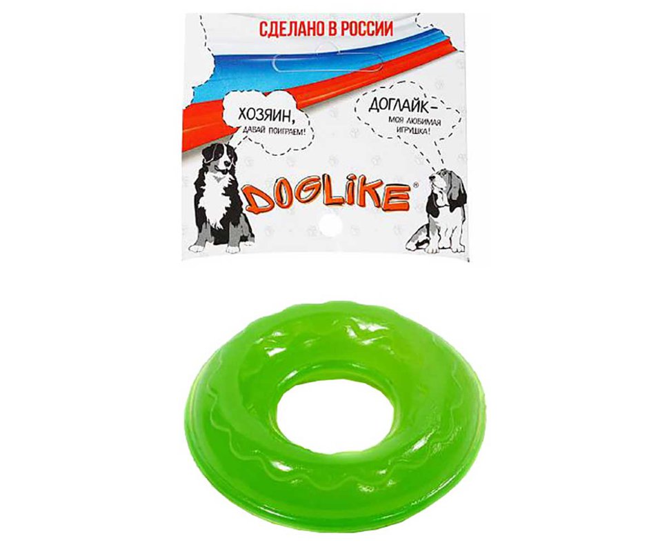 игрушка для собак "doglike" кольцо мини зеленый, 7 см