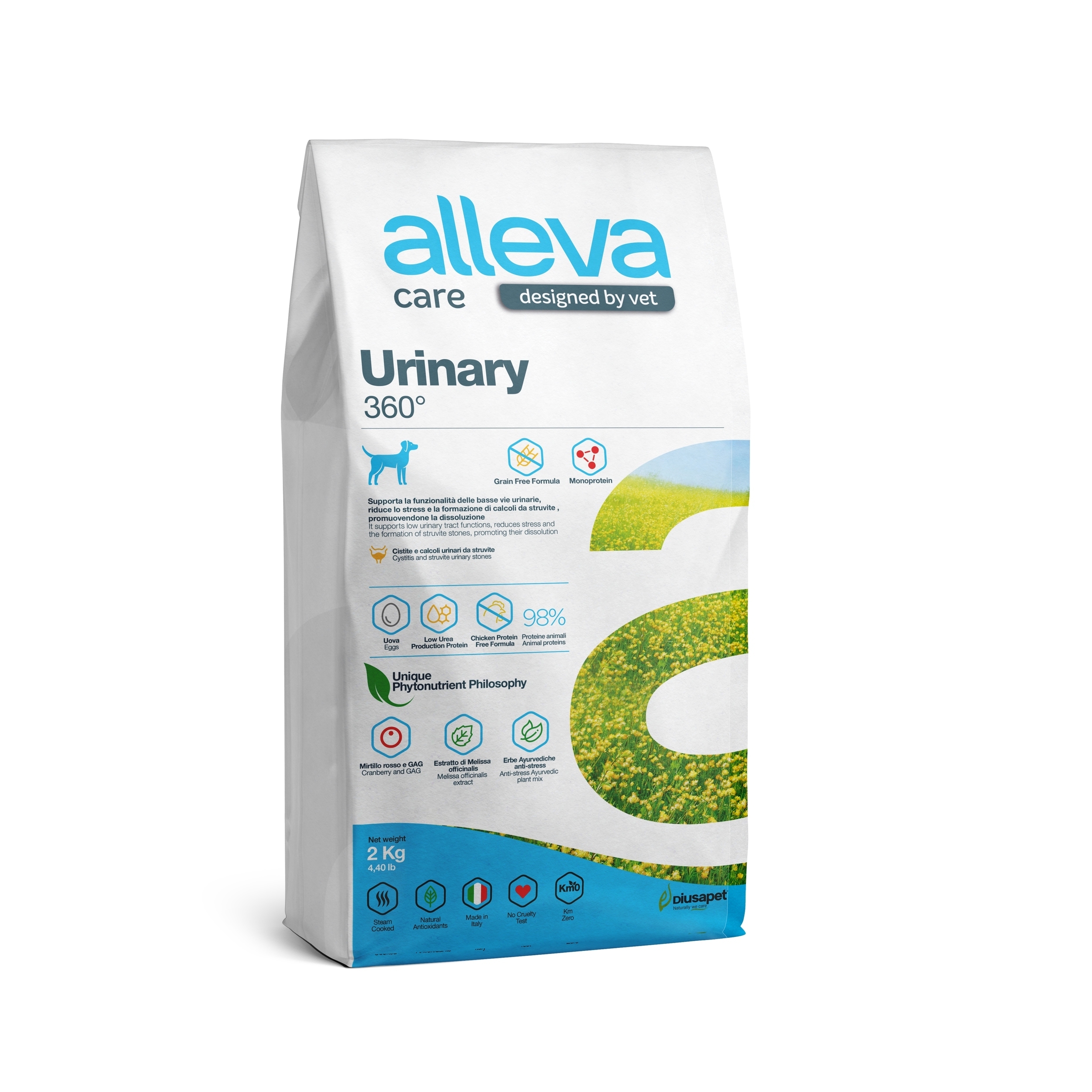 корм для собак "alleva care urinary 360°" (аллева кэр уринари 360°) для поддержания здоровья мочевыводящих путей