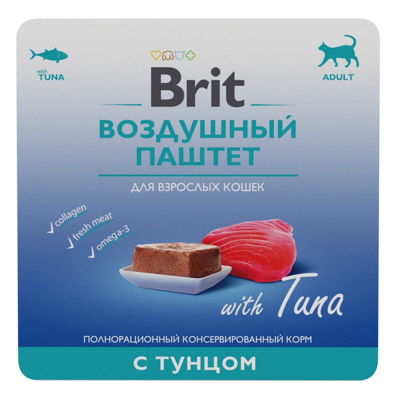 brit premium (брит) воздушный паштет с тунцом для взрослых кошек