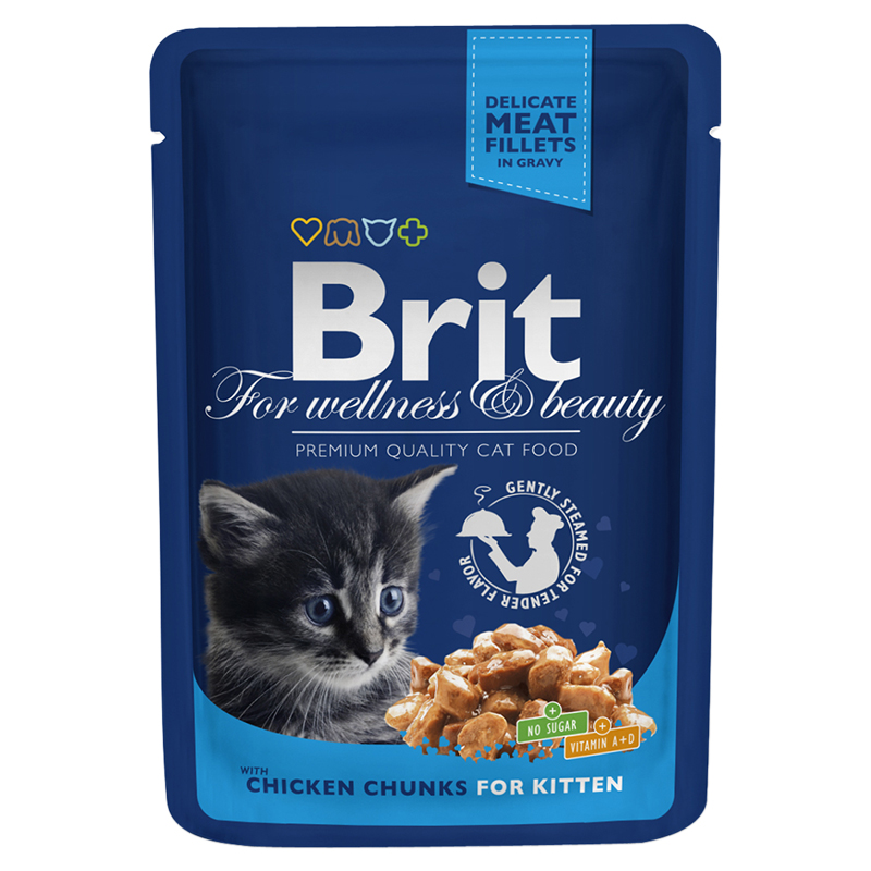 паучи для котят "brit premium kitten" (брит) с цыпленком