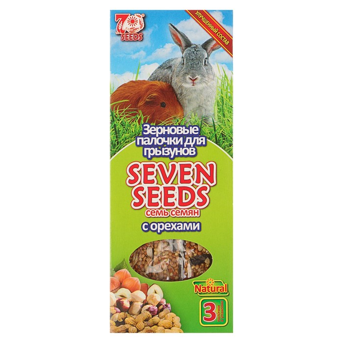 лакомство для грызунов "seven seeds" (7 семян) палочки с орехами, 3 шт