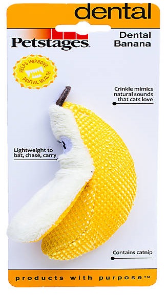 petstages игрушка для кошек dental "банан"
