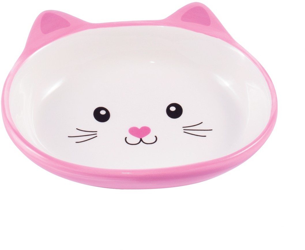 миска керамическая для кошек "mr.kranch" мордочка кошки, 160 мл (розовая)