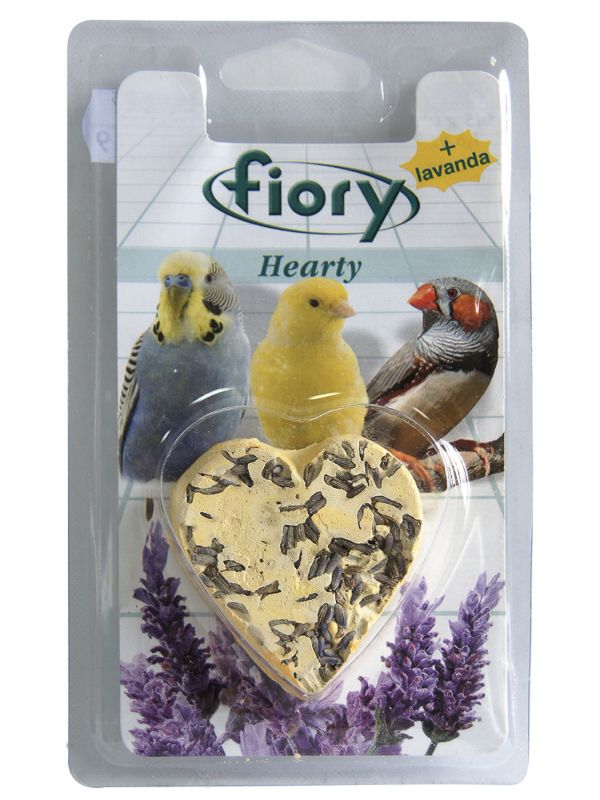 био-камень для птиц "fiory hearty" (фиори) с лавандой в форме сердца, 45 г