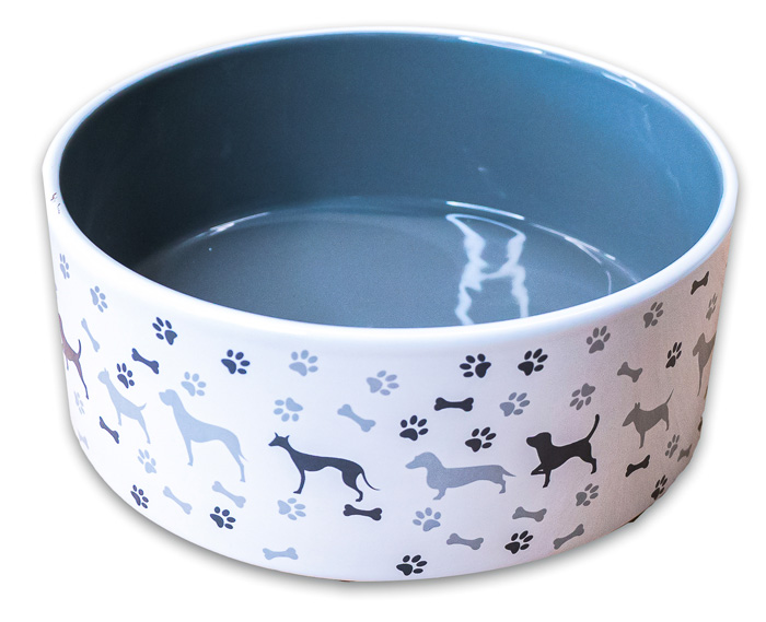 керамикарт миска для собак лапки 1250 мл, серая
