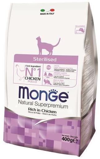 сухой корм для стерилизованных кошек "monge cat sterilized" (монж) с курицей