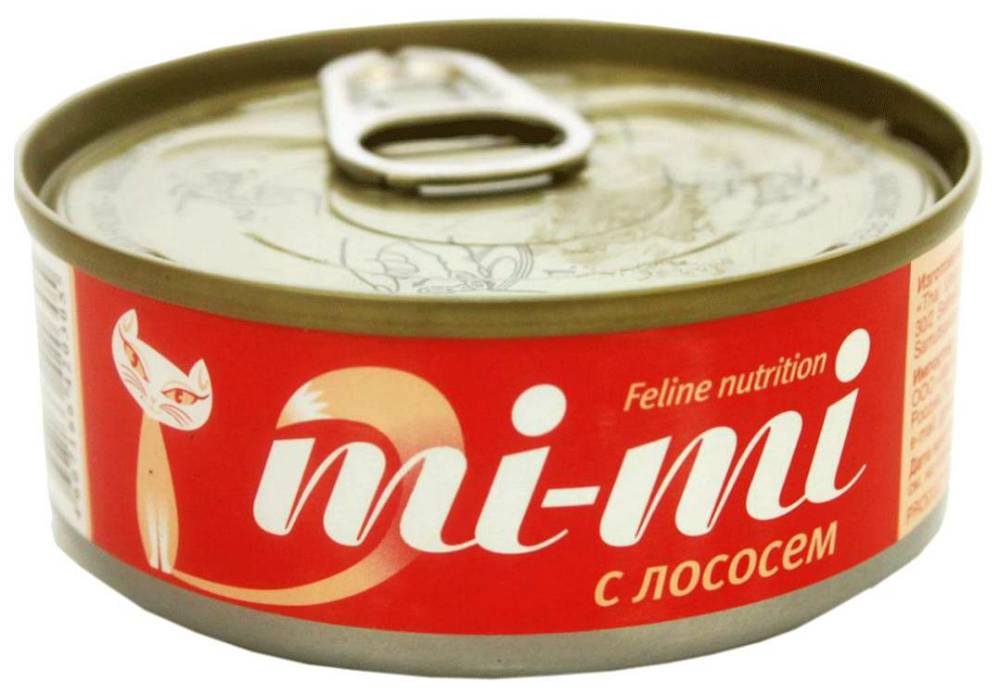 mi-mi консервы для кошек и котят тунец с лососем, 80 г