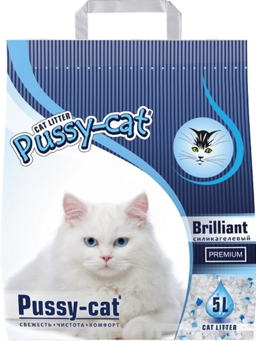 наполнитель для кошачьего туалета "pussy cat premium brilliant" (пусси кэт премиум бриллиант) силикагелевый