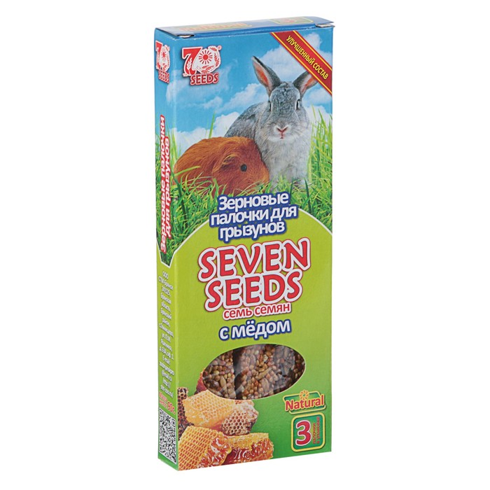 лакомство для грызунов "seven seeds" (7 семян) палочки с мёдом, 3 шт
