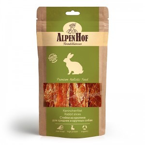 лакомство для средних и крупных пород собак "alpenhof" (альпен хоф) стейки из кролика