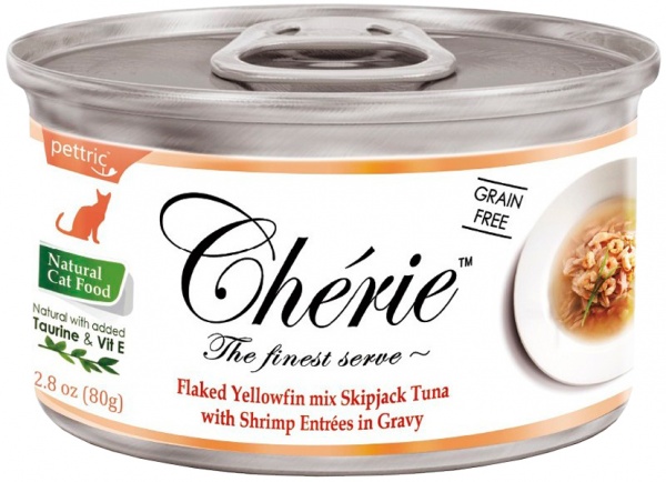 влажный корм для кошек "pettric cherie" (петтрик) тунец с креветкой в подливе, 80 г