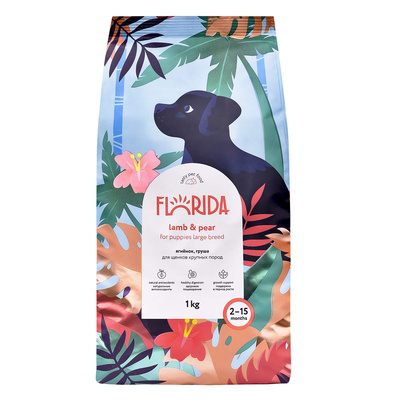 сухой корм для щенков крупных пород "florida" (флорида) с ягненком и грушей