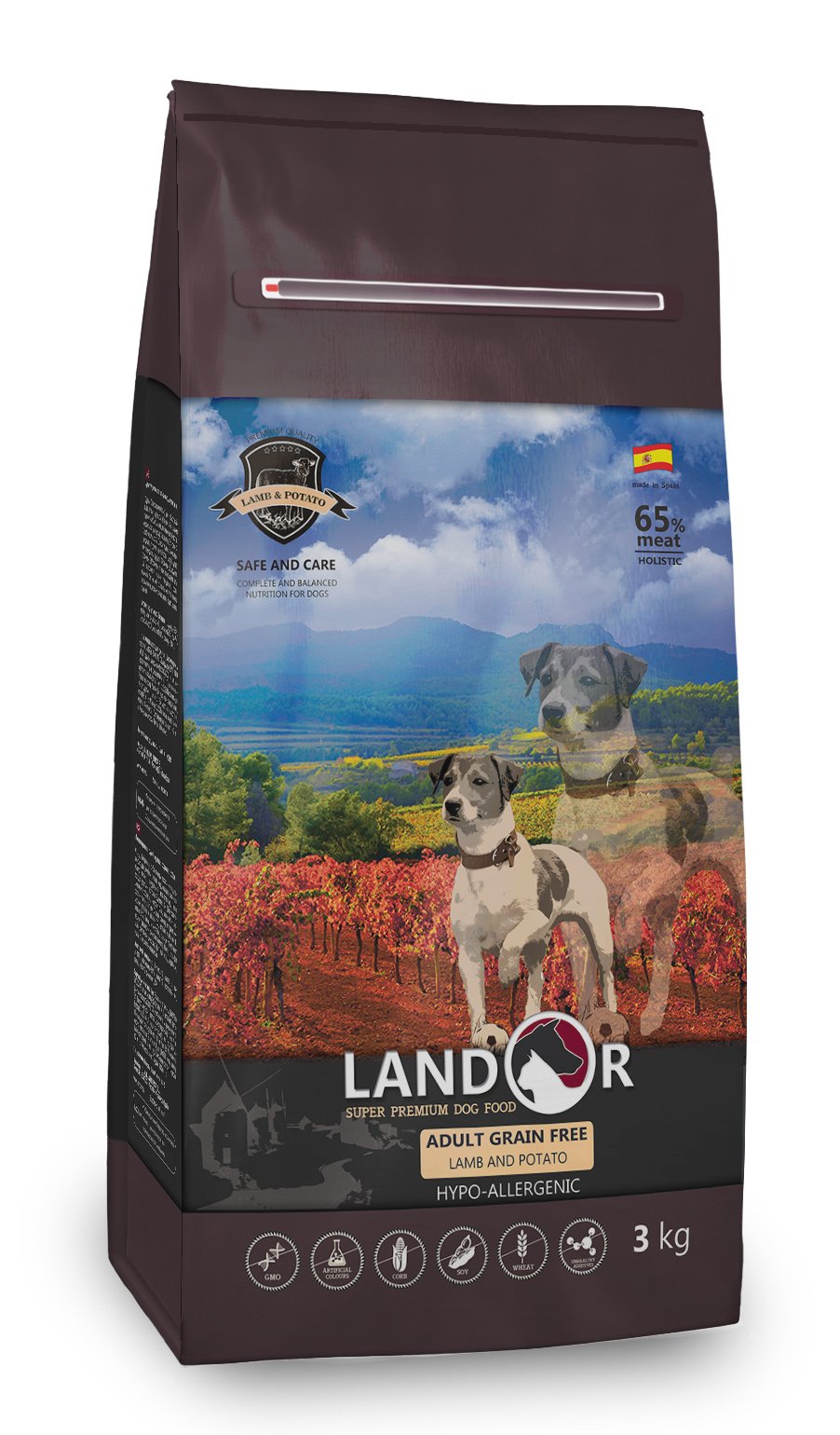 сухой беззерновой корм для взрослых собак "landor grain free" (ландор) с ягнёнком и бататом