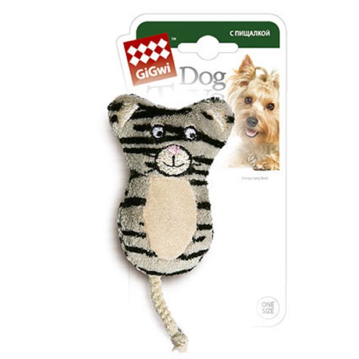 игрушка для собак "gigwi" (гигви) кот с двумя пищалками
