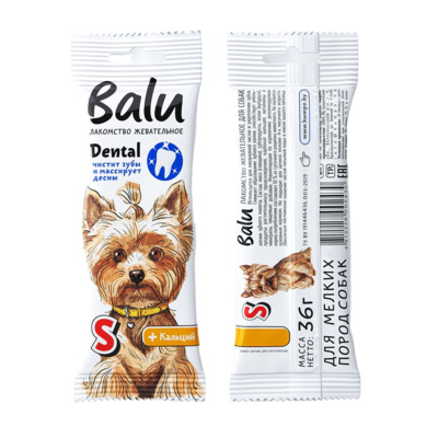 balu лакомство жевательное для собак мелких пород dental, размер s