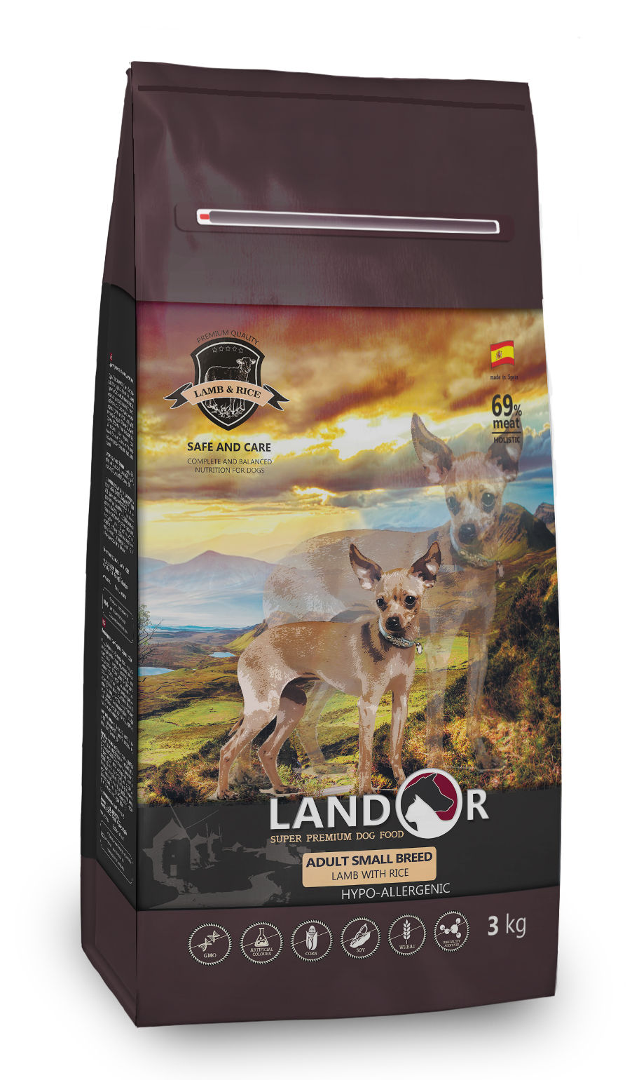 сухой корм для собак мелких пород "landor small breed" (ландор) с ягнёнком и рисом