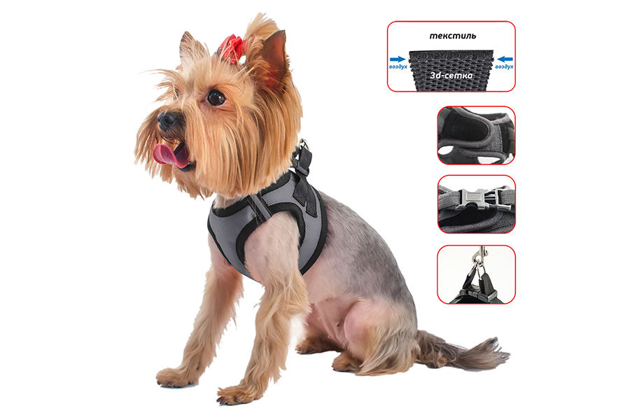 дарэлл 035102 zoo-m шлейка текстильная 3-х-слойная кай кордюра+3d-сетка, размер s, обхват груди 23-28см