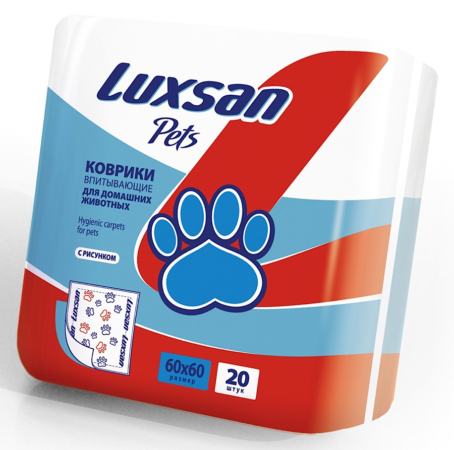 luxsan 3.66.020.2 pets коврики впитывающие для домашних животных 60*60см*20шт
