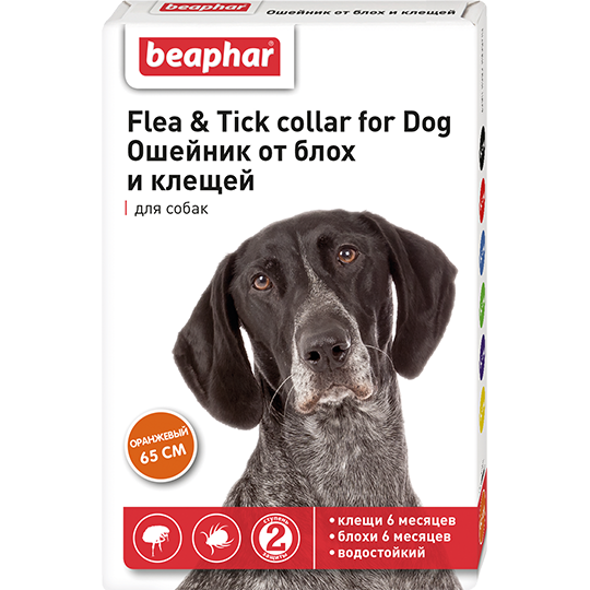 ошейник для собак "beaphar flea & tick collar for dog" (беафар) от блох и клещей (оранжевый) 65 см