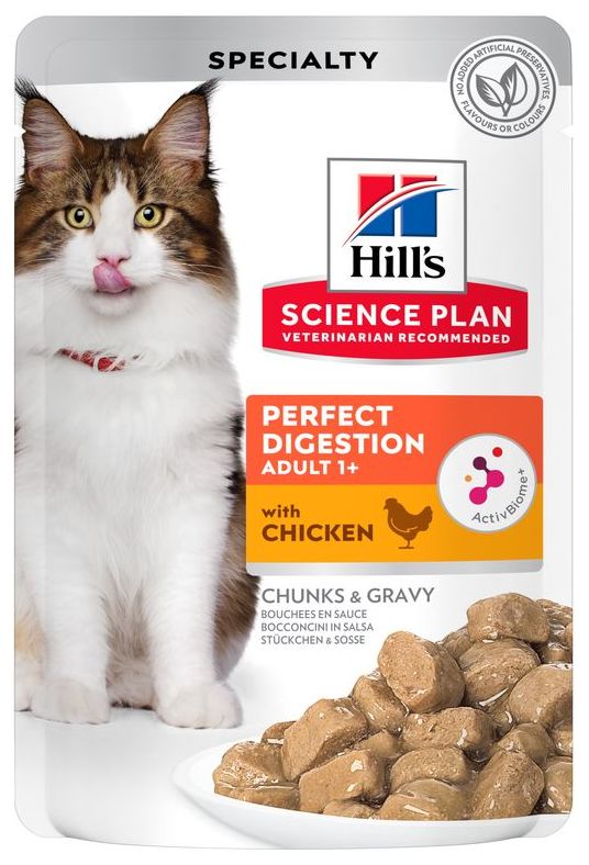 паучи для кошек "hill's perfect digestion adult" (хиллс) идеальное пищеварение, с курицей в соусе