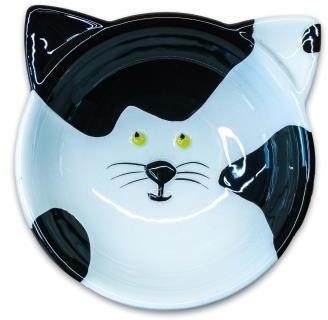 миска керамическая для кошек "mr.kranch" мордочка кошки, 120мл (черно-белая)