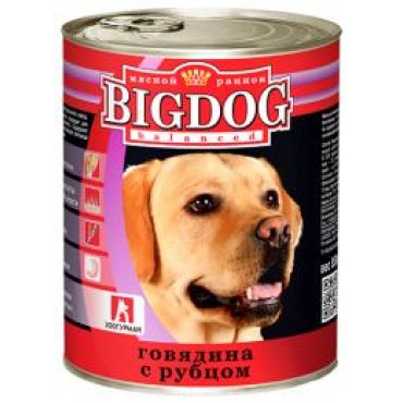 консервы для собак "big dog" (биг дог) с говядиной и рубцом тм зоогурман