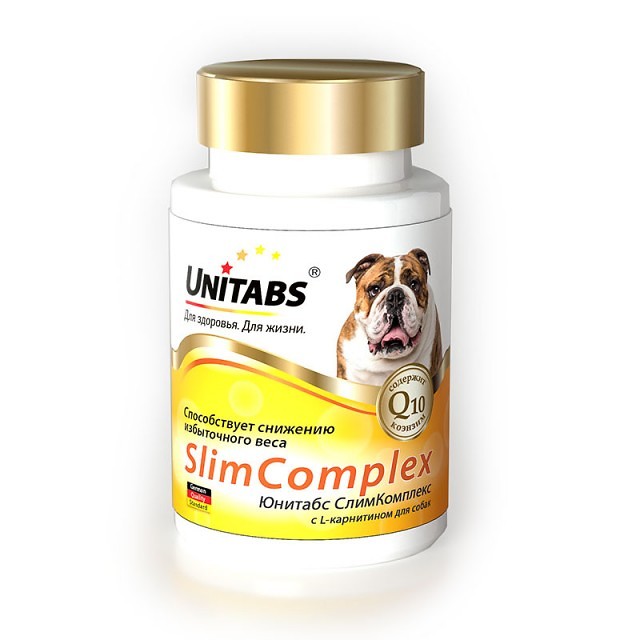 витамины для собак "unitabs slimcomplex с q10" (юнитабс) с l-карнитином, 100 таб