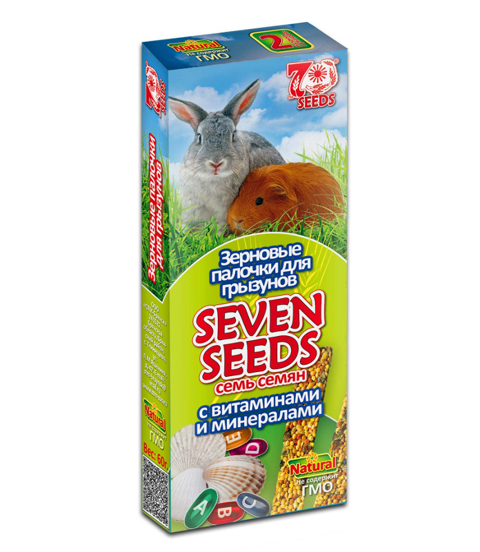 лакомство для грызунов "seven seeds" (7 семян) палочки с витаминами и минералами, 3 шт