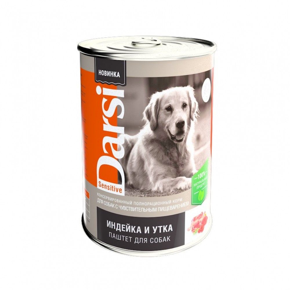 консервы для собак с чувствительным пищеварением "darsi" (дарси) паштет с индейкой и уткой