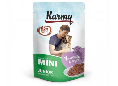 паучи "karmy mini junior" для щенков ягненок в соусе
